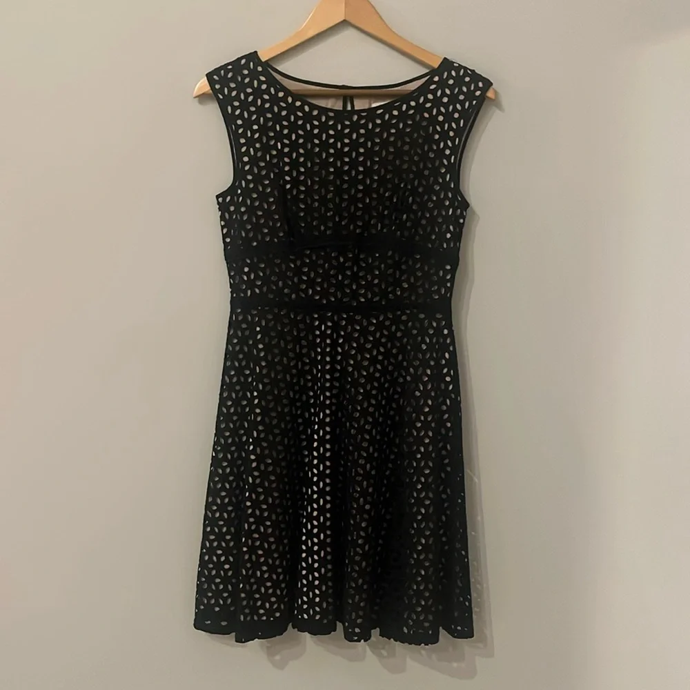 Loft Black Eyelet Dress, Size 0 - Picture 2 of 5